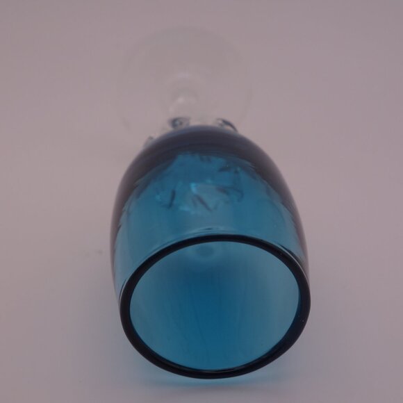 Set of Three(3) Blue Glass Very Small Glasses - Picture 9 of 13